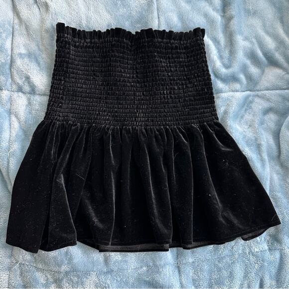 ZARA Crushed Velvet Smocked Skirt - Picture 5 of 6